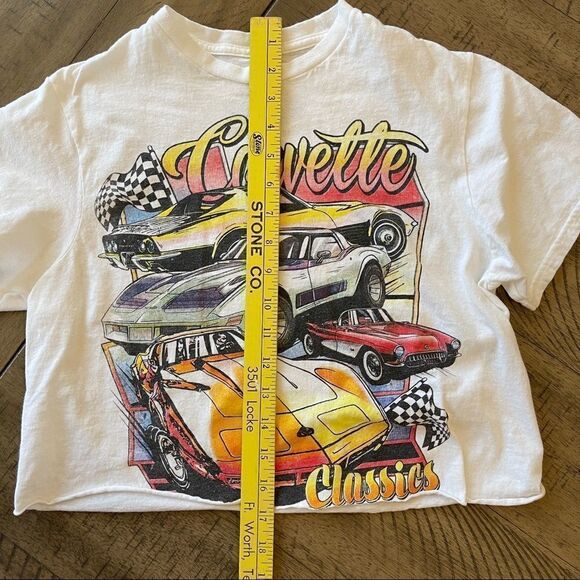 Chemistry Corvette Cropped T-Shirt, White with Multi Color Graphic - Small - Picture 5 of 7